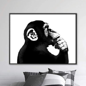 Banksy The Thinker Monkey Canvas Art Clock Canvas