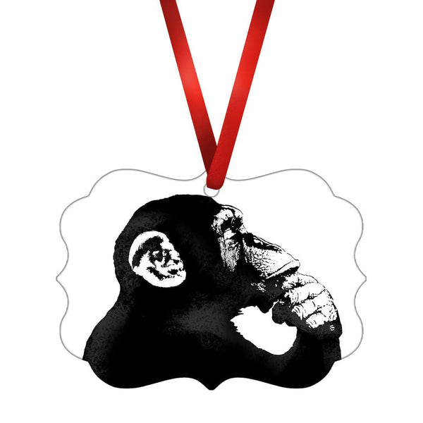 Banksy The Thinker Monkey Ornament Christmas Ornament Victorian 10.8 x 8cm Clock Canvas