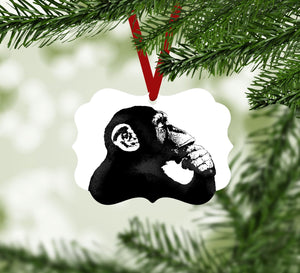 Banksy The Thinker Monkey Ornament Christmas Ornament Victorian 10.8 x 8cm Clock Canvas