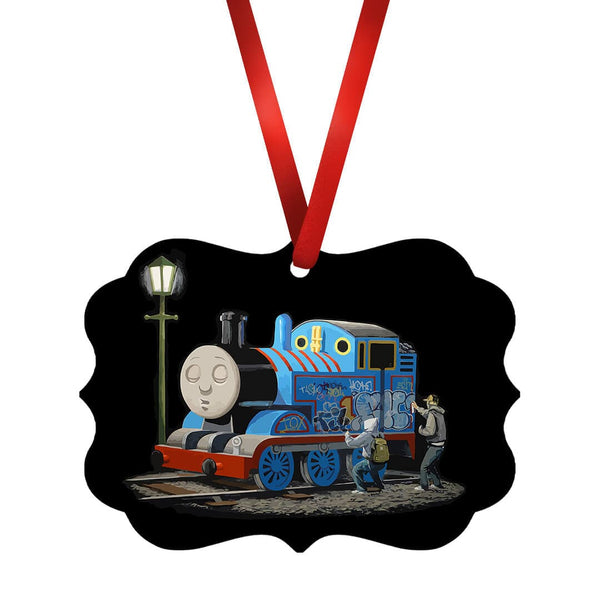 Banksy Thomas the Tank Engine Ornament Christmas Ornament Victorian 10.8 x 8cm Clock Canvas