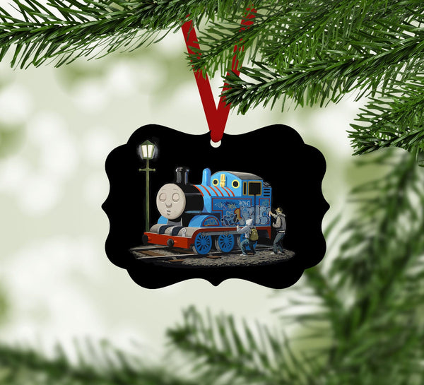 Banksy Thomas the Tank Engine Ornament Christmas Ornament Victorian 10.8 x 8cm Clock Canvas