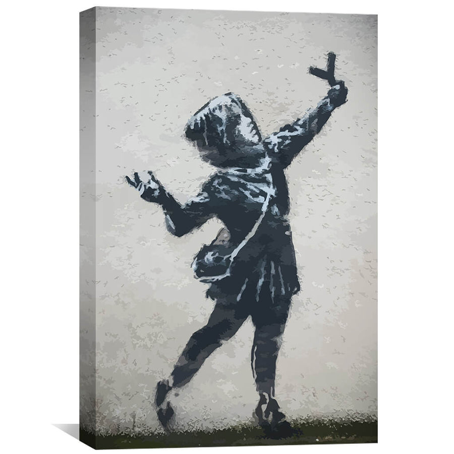 Banksy Valentines Day Marsh Lane Canvas Art 30 x 45cm / Unframed Canvas Print Clock Canvas