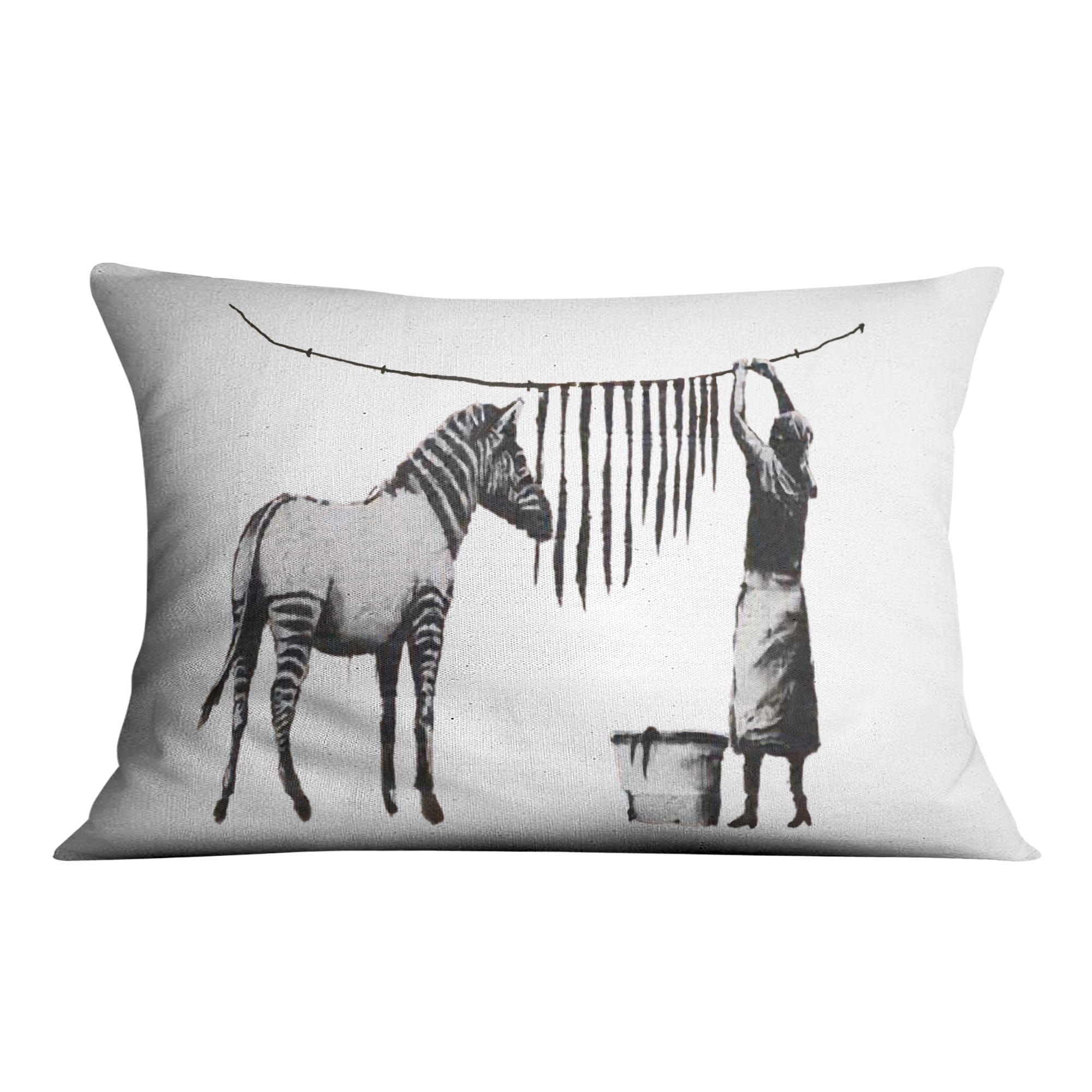 Banksy Washing Zebra Stripes Cushion product thumbnail