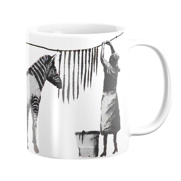 Banksy Washing Zebra Stripes Mug Mug White Clock Canvas