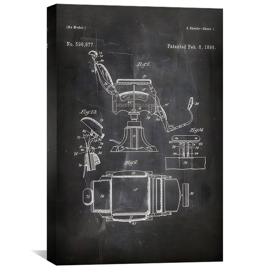Barber Chair Blue print Canvas Art Clock Canvas