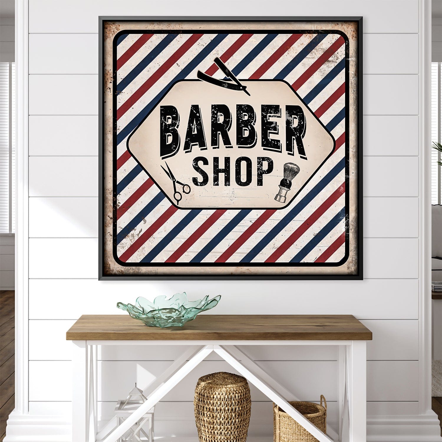 Barber Shop Canvas Art Clock Canvas