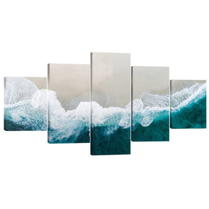 Beach Canvas Art 5 Panel / Large / Standard Gallery Wrap Clock Canvas