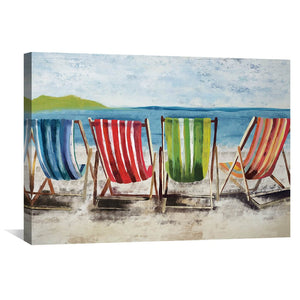 Beach Chairs Canvas Art 45 x 30cm / Unframed Canvas Print Clock Canvas