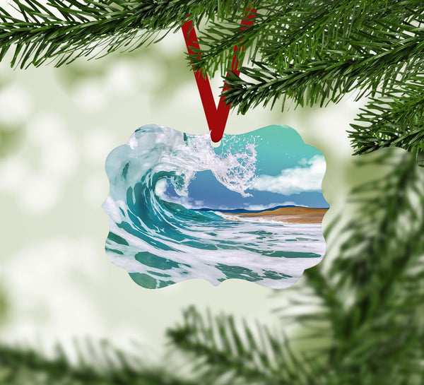 Beach Wave Ornament Christmas Ornament Victorian 10.8 x 8cm Clock Canvas