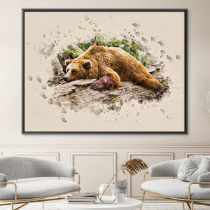 Bearly There Canvas Art 45 x 30cm / Unframed Canvas Print Clock Canvas