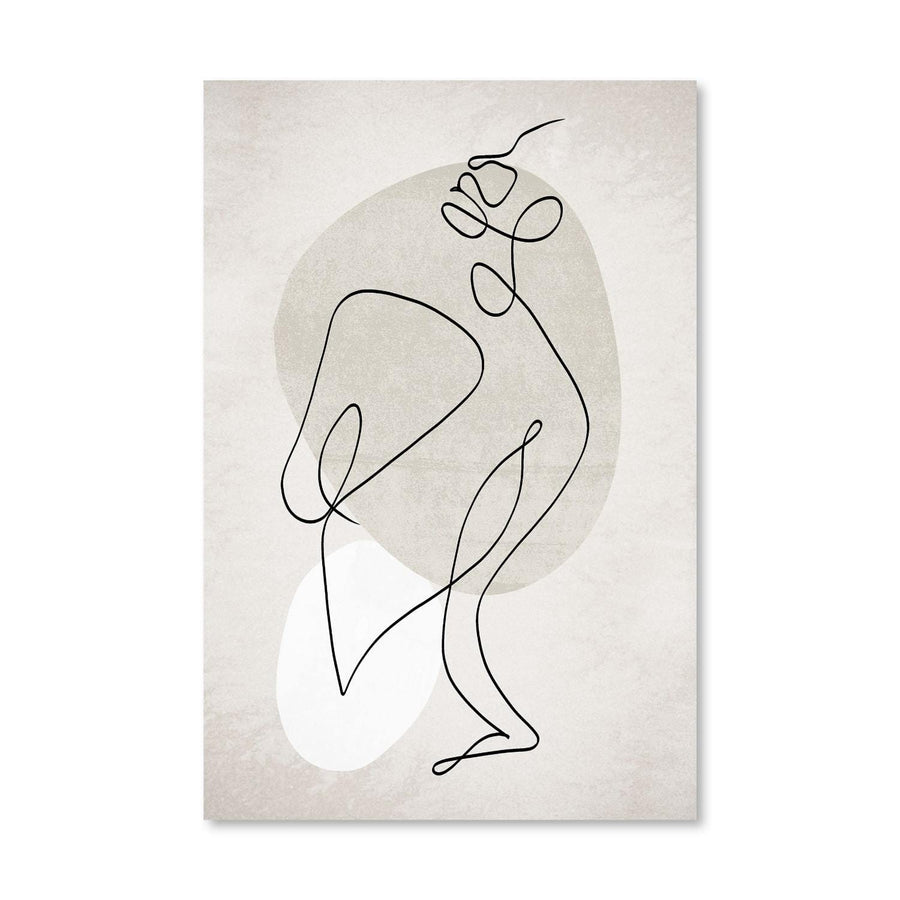 Beige Line Art Canvas Art Clock Canvas