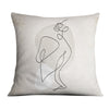 Beige Line Art Cushion Cushion 45 x 45cm Clock Canvas