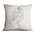 Beige Line Art Cushion Cushion 45 x 45cm Clock Canvas