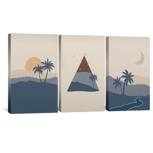 Beige Tropics Canvas Art Set of 3 / 30 x 45cm / Unframed Canvas Print Clock Canvas