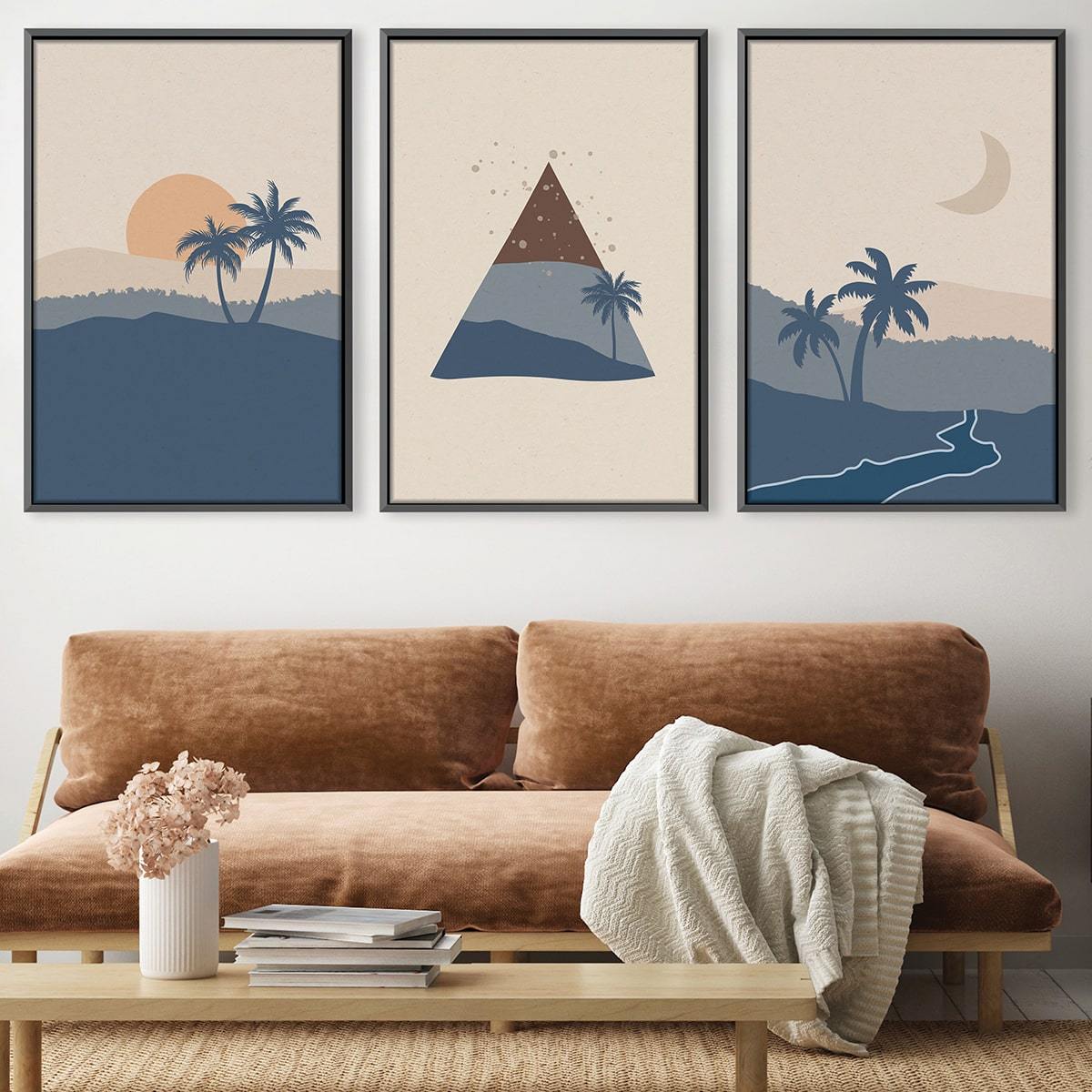 Beige Tropics Canvas Art Clock Canvas