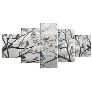 Birds and Branches Canvas - 5 Panel Art Clock Canvas