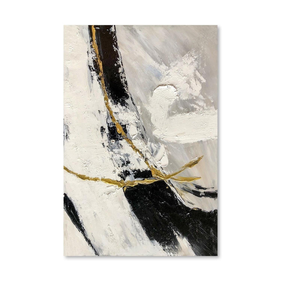Black and White Crosspoint Oil Painting Oil Clock Canvas
