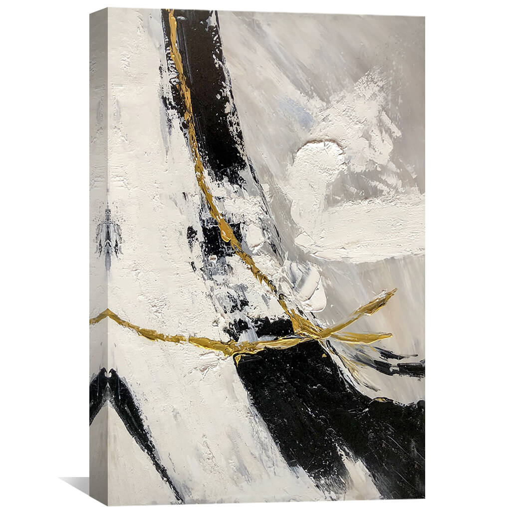 Black and White Crosspoint Oil Painting Oil Clock Canvas