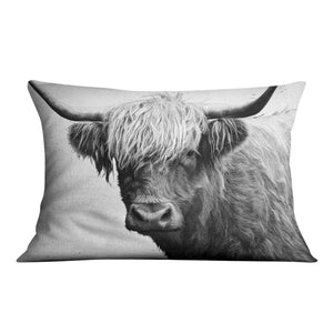 Black and White Highland Cow Cushion Cushion 48 x 33cm Clock Canvas