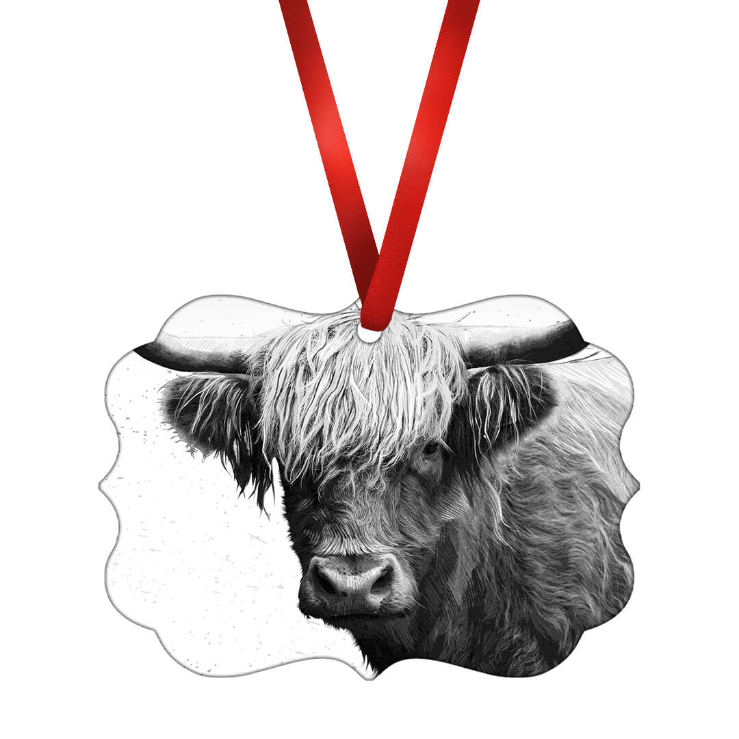 Black and White Highland Cow Ornament product thumbnail