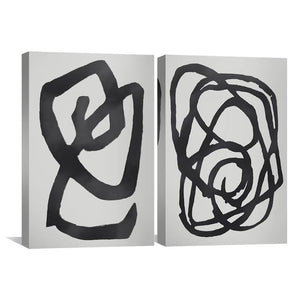 Black and White Impressionism Canvas Art Set of 2 / 30 x 45cm / Unframed Canvas Print Clock Canvas