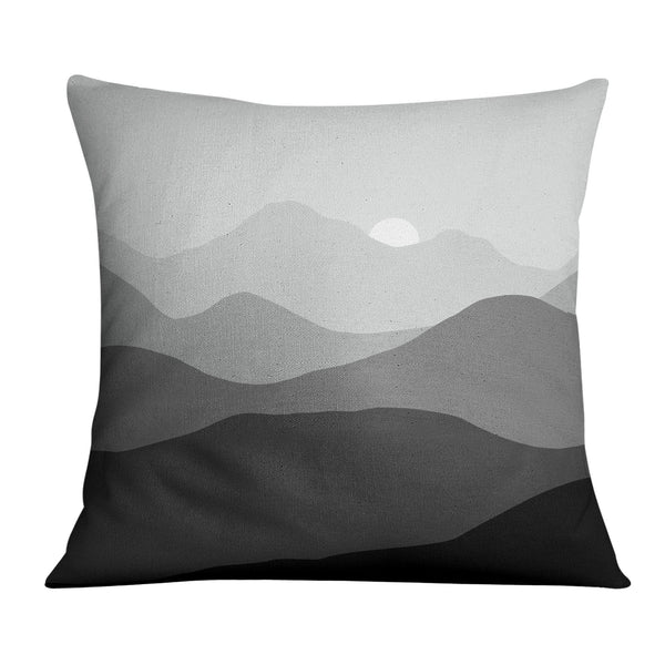 Black and White Mountains Cushion Cushion 45 x 45cm Clock Canvas