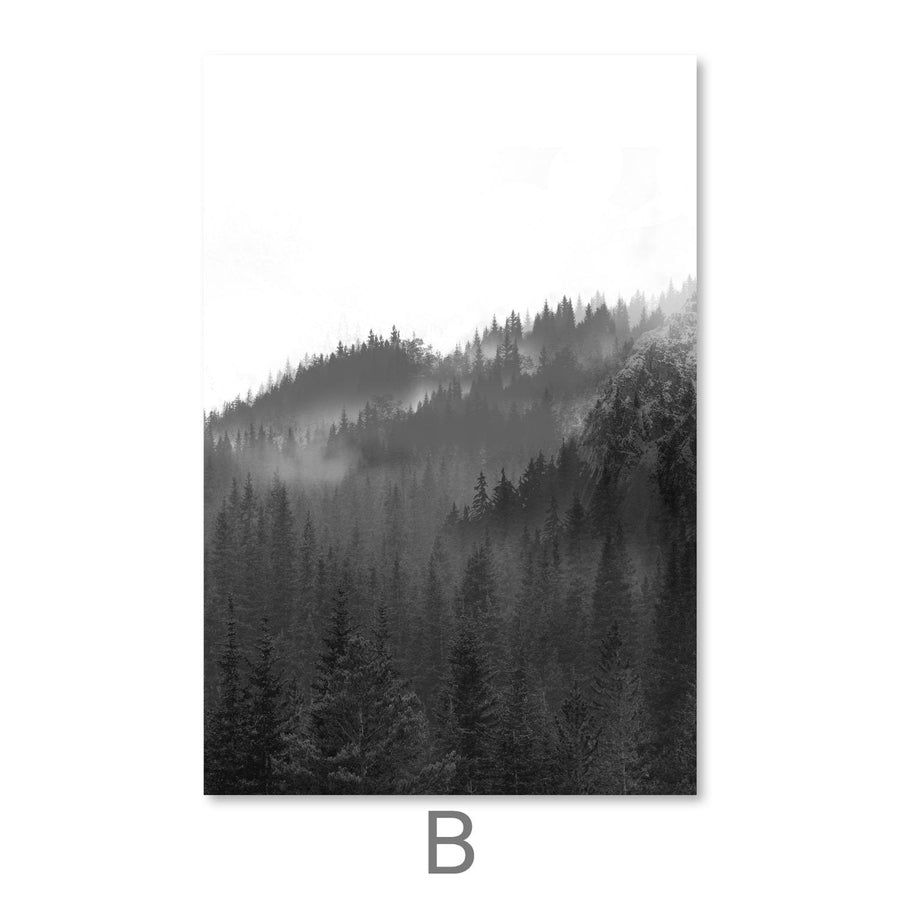 Black and White Nature Canvas Art B / 30 x 45cm / Unframed Canvas Print Clock Canvas