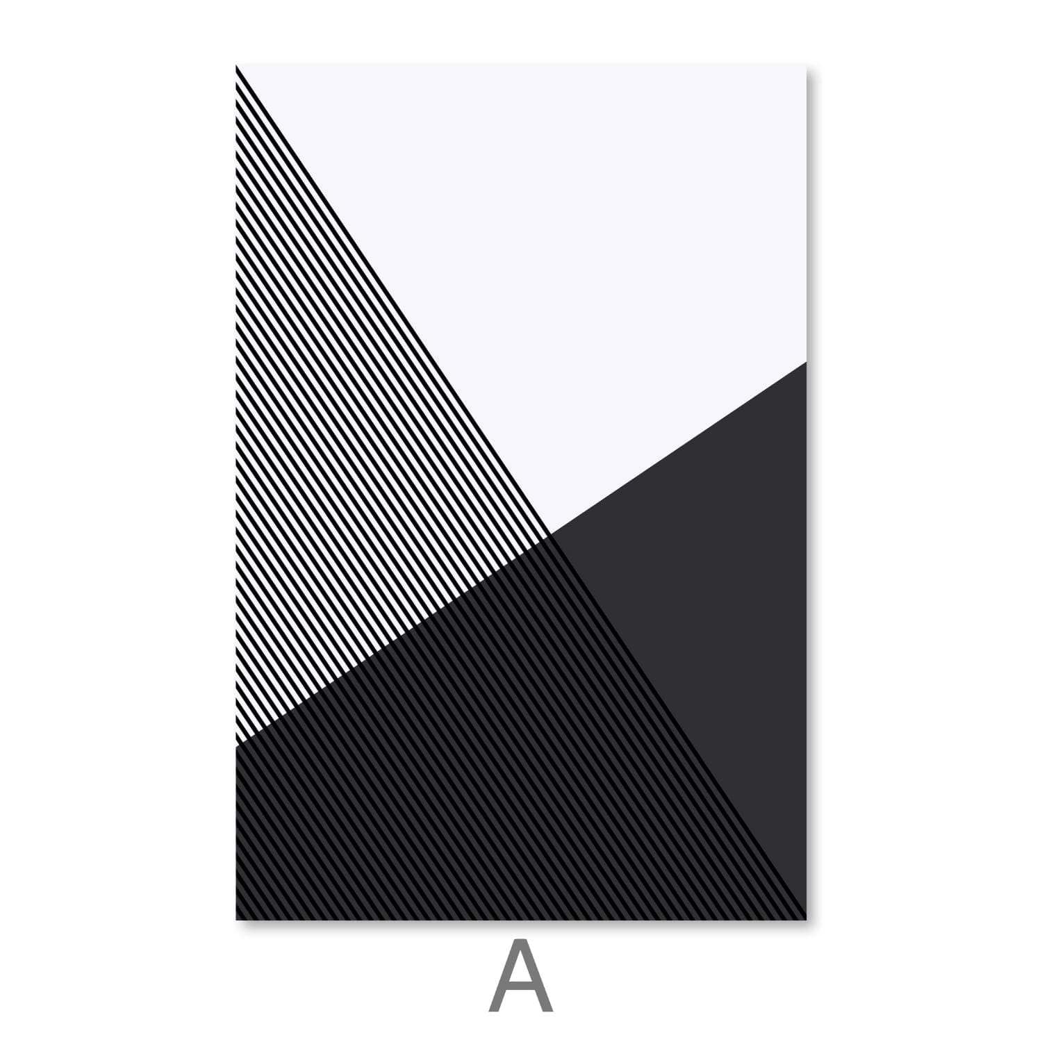 Black and White Triangles Canvas Art A / 30 x 45cm / Unframed Canvas Print Clock Canvas
