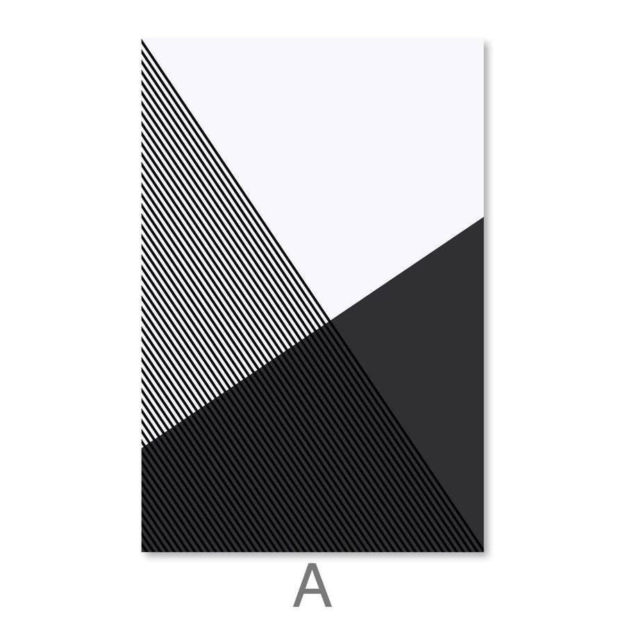 Black and White Triangles Canvas Art A / 30 x 45cm / Unframed Canvas Print Clock Canvas