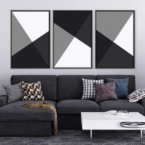Black and White Triangles Canvas Art Clock Canvas