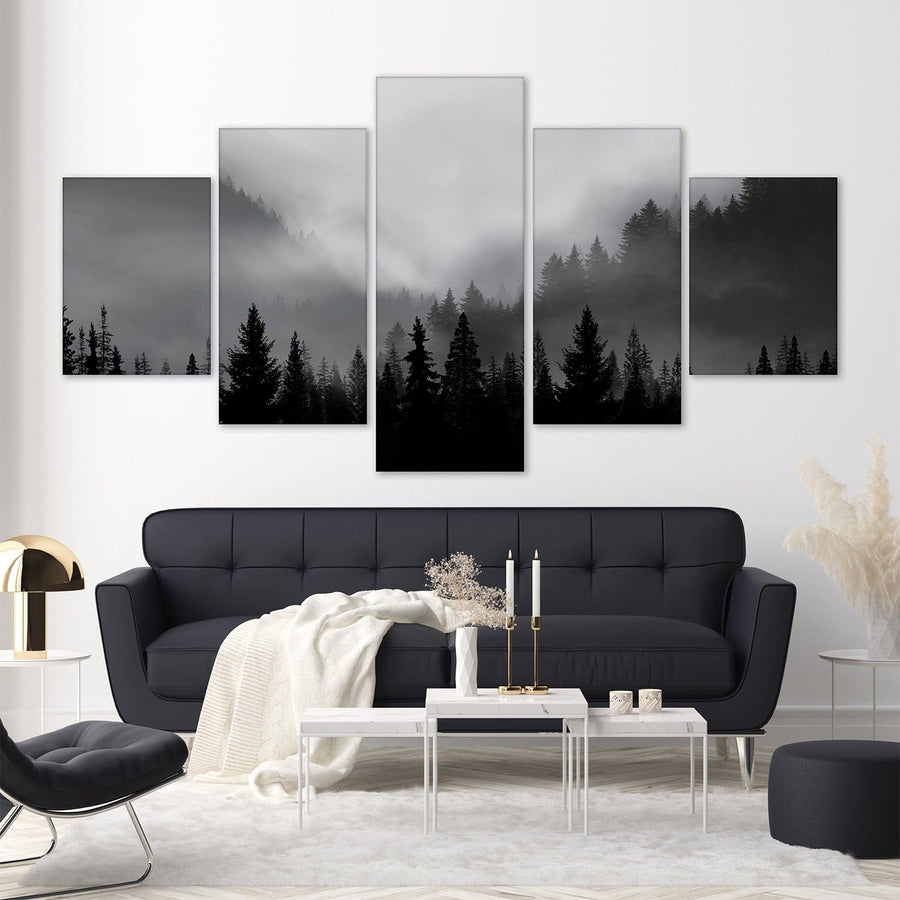 Black Forest Canvas - 5 Panel Art Clock Canvas