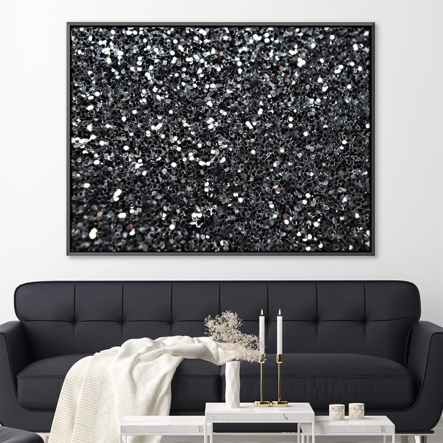 Black Glitter III Canvas Art 45 x 30cm / Unframed Canvas Print Clock Canvas