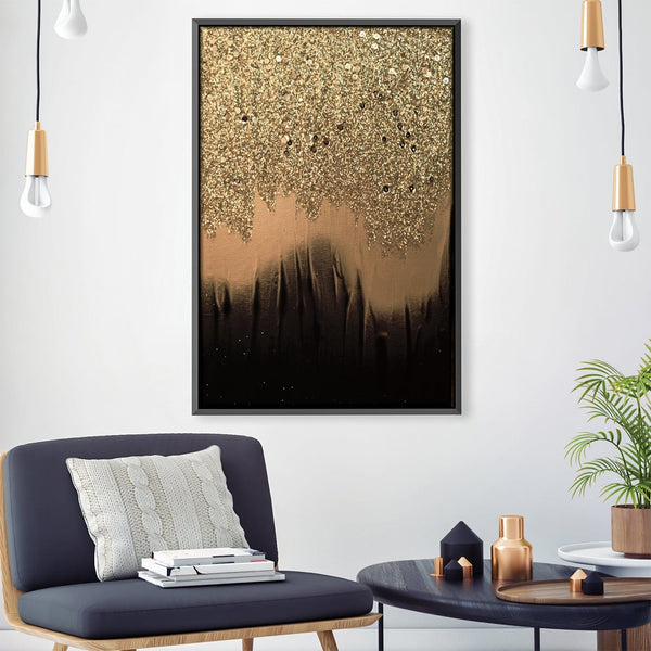 Black Gold Shimmer Canvas Art 30 x 45cm / Unframed Canvas Print Clock Canvas