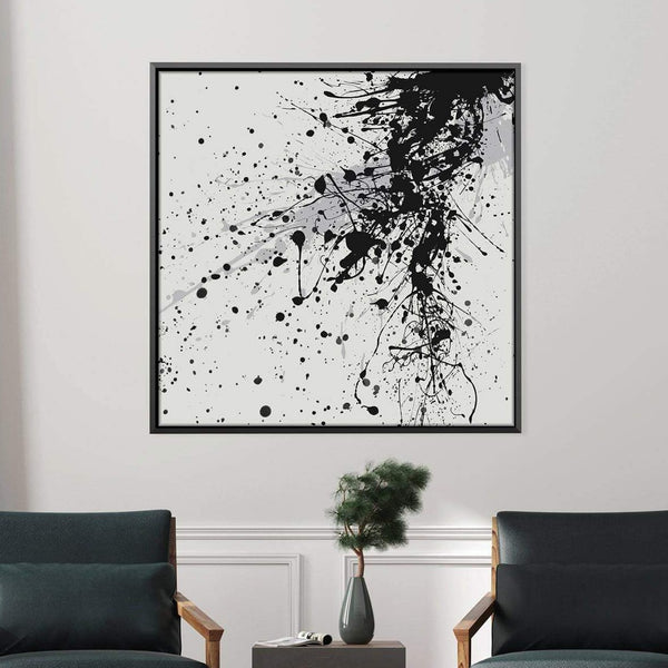 Black Splatter Canvas Art Clock Canvas