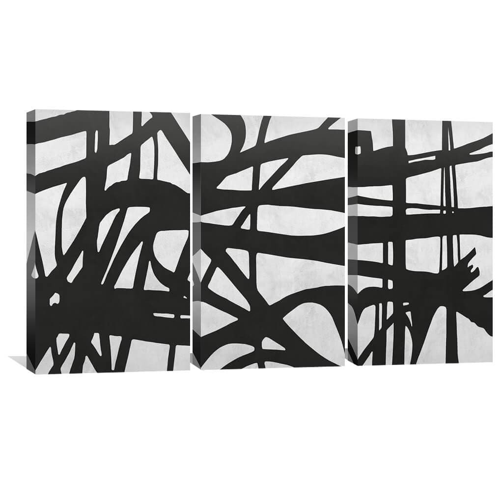 Black Strokes Canvas Art Clock Canvas