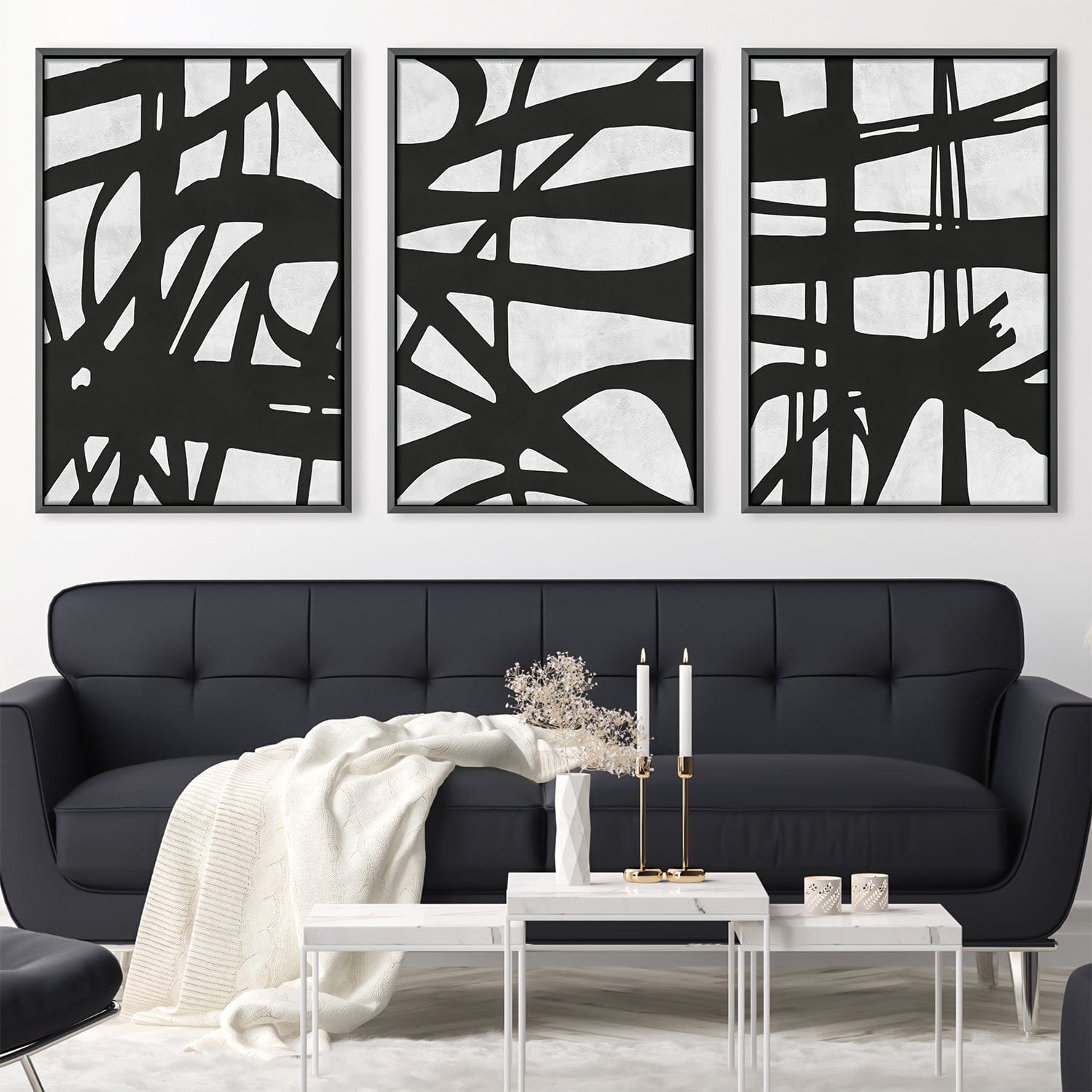 Black Strokes Canvas Art Clock Canvas