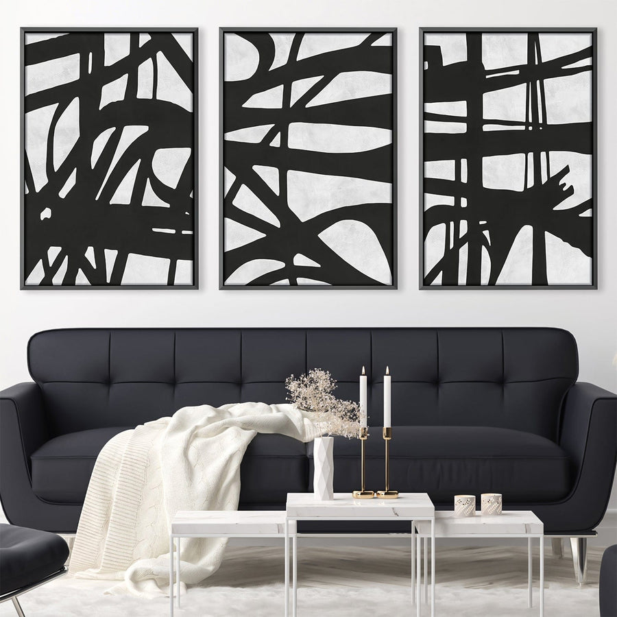 Black Strokes Canvas Art Clock Canvas