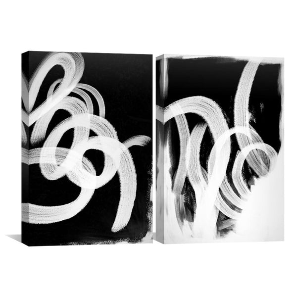 Black Vanilla Canvas Art Set of 2 / 30 x 45cm / Unframed Canvas Print Clock Canvas
