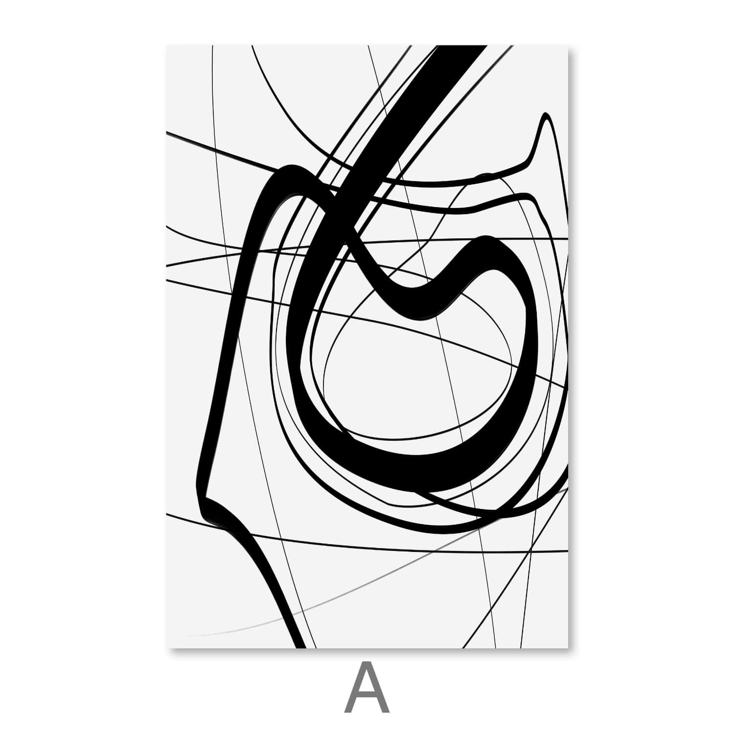 Blanc Black Canvas Art A / 30 x 45cm / Unframed Canvas Print Clock Canvas
