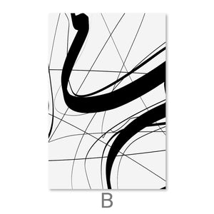 Blanc Black Canvas Art B / 30 x 45cm / Unframed Canvas Print Clock Canvas