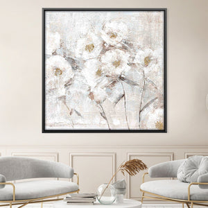 Blanc Flowers Oil Painting Oil 30 x 30cm / Oil Painting Clock Canvas