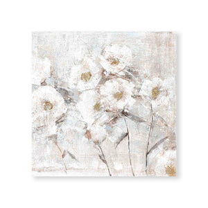 Blanc Flowers Oil Painting Oil Clock Canvas