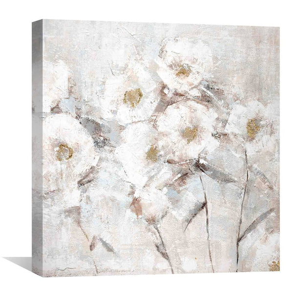 Blanc Flowers Oil Painting Oil Clock Canvas