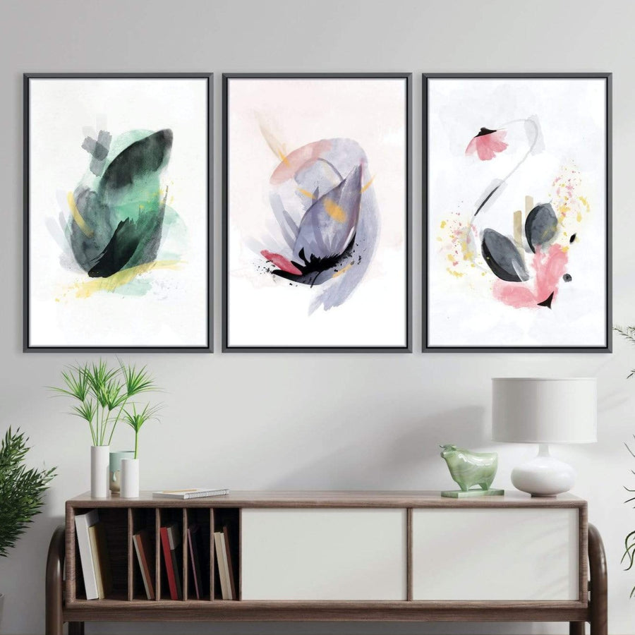 Blooming Abstract Canvas Art Clock Canvas