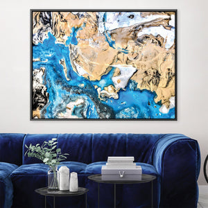 Blue Abstract Canvas Art 45 x 30cm / Unframed Canvas Print Clock Canvas