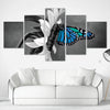 Blue Butterfly Canvas - 5 Panel Art Clock Canvas