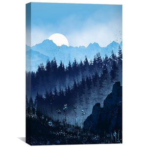 Blue Calm Forest Canvas Art Clock Canvas