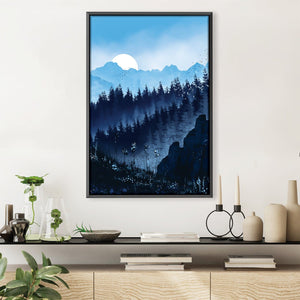 Blue Calm Forest Canvas Art 30 x 45cm / Unframed Canvas Print Clock Canvas
