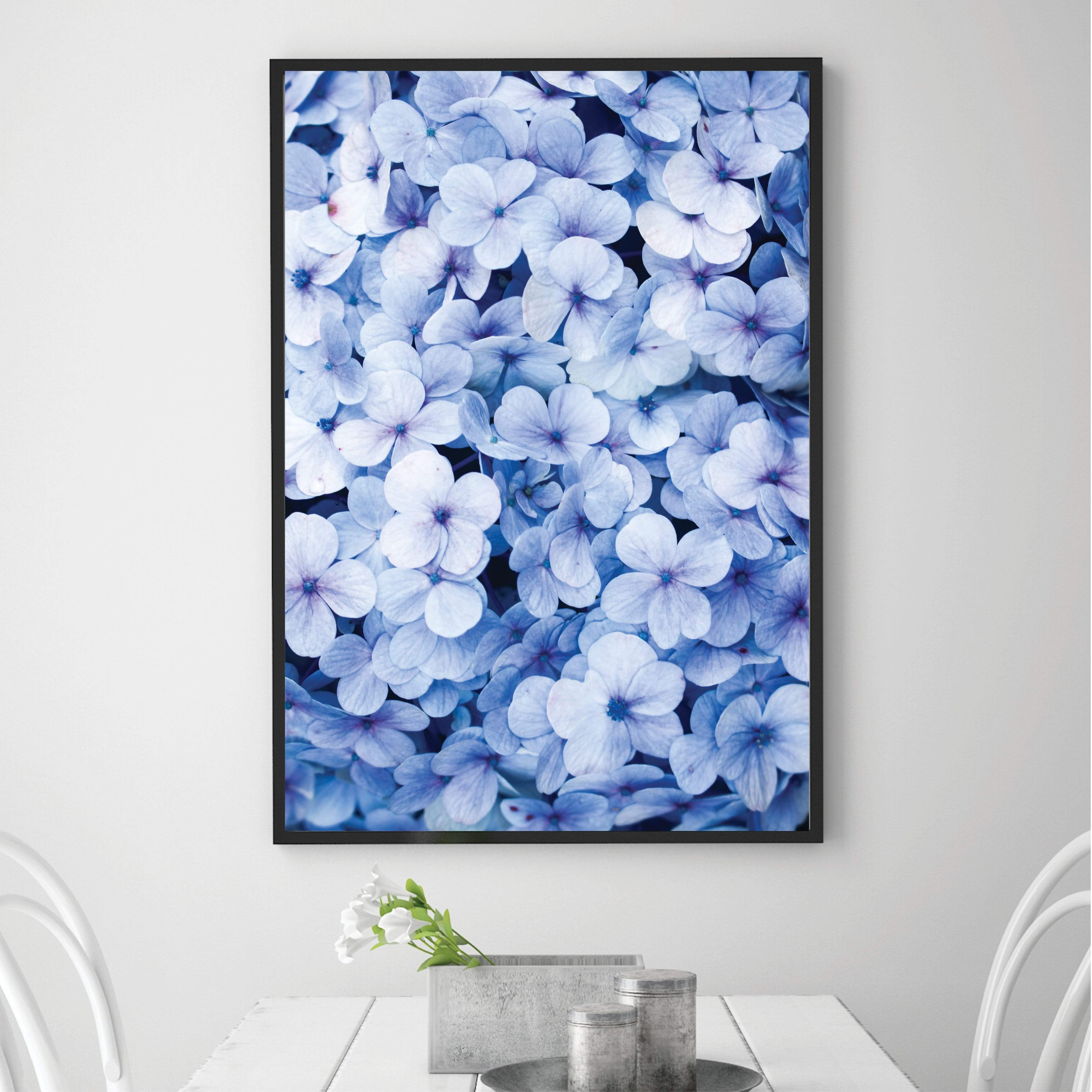 Blue Flowers Canvas Art Clock Canvas