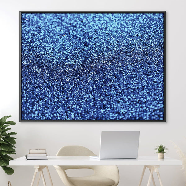 Blue Glitter Canvas Art 45 x 30cm / Unframed Canvas Print Clock Canvas